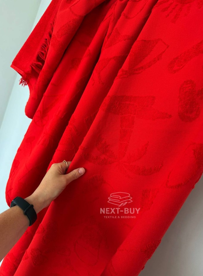 Пляжное полотенце Maison D’or MIAMI Red 100×200 см премиум хлопок с бахромой | яркий luxury акцент — изображение 6