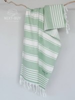 Полотенце с кистями Maison D’or Primavera Beach Green White 50×100 см жаккард, махра хлопок Турция — изображение 2