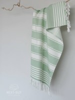 Полотенце с кистями Maison D’or Primavera Beach Green White 50×100 см жаккард, махра хлопок Турция — изображение 3