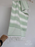 Полотенце с кистями Maison D’or Primavera Beach Green White 50×100 см жаккард, махра хлопок Турция