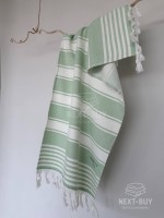 Полотенце с кистями Maison D’or Primavera Beach Green White 50×100 см жаккард, махра хлопок Турция — изображение 5