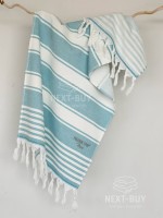 Махровое полотенце с кистями Maison D’or Primavera Turquoise White 50×100 см жаккард, 100% хлопок, Турция