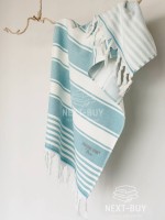 Махровое полотенце с кистями Maison D’or Primavera Turquoise White 50×100 см жаккард, 100% хлопок, Турция — изображение 3