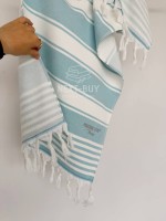 Махровое полотенце с кистями Maison D’or Primavera Turquoise White 50×100 см жаккард, 100% хлопок, Турция — изображение 4
