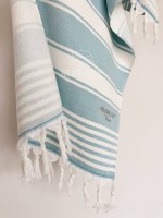 Махровое полотенце с кистями Maison D’or Primavera Turquoise White 50×100 см жаккард, 100% хлопок, Турция — изображение 5