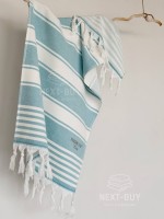 Махровое полотенце с кистями Maison D’or Primavera Turquoise White 50×100 см жаккард, 100% хлопок, Турция — изображение 6