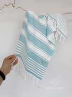 Махровое полотенце с кистями Maison D’or Primavera Turquoise White 50×100 см жаккард, 100% хлопок, Турция — изображение 7