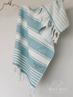 Махровое полотенце с кистями Maison D’or Primavera Turquoise White 50×100 см жаккард, 100% хлопок, Турция — изображение 2