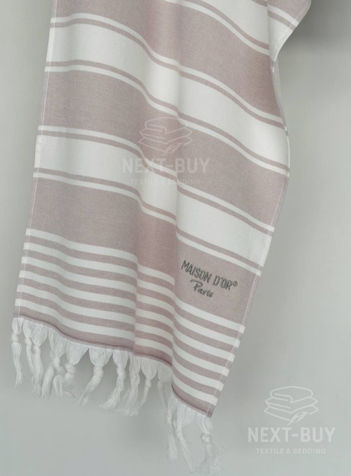 Жаккардовое полотенце с бахромой Maison D’or PRIMAVERA Beach Towel Lilac White 50×100 см — изображение 3