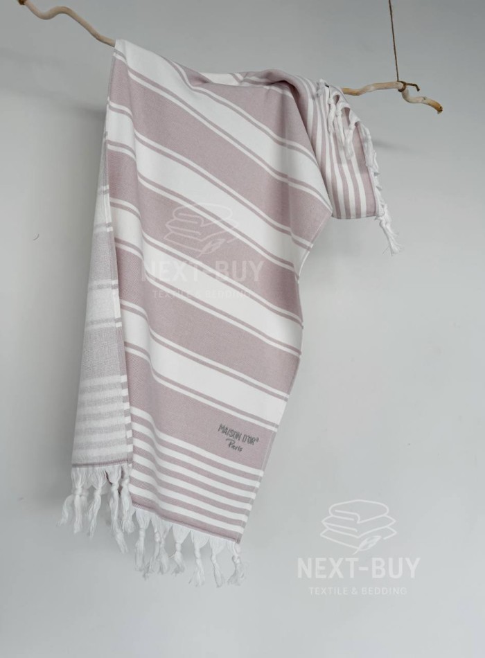 Жаккардовое полотенце с бахромой Maison D’or PRIMAVERA Beach Towel Lilac White 50×100 см — изображение 5