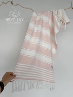 Жаккардовое полотенце с бахромой Maison D’or PRIMAVERA Beach Towel Rose White 50×100 см | 100% хлопок, махра + жаккард