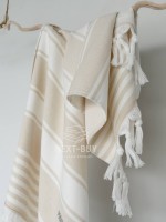 Жаккардовое полотенце с бахромой Maison D’or PRIMAVERA Beach Towel Beige White 50×100 см | 100% хлопок, махра + жаккард — изображение 3