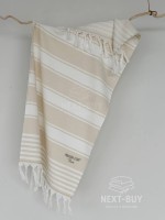 Жаккардовое полотенце с бахромой Maison D’or PRIMAVERA Beach Towel Beige White 50×100 см | 100% хлопок, махра + жаккард — изображение 2