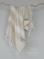 Жаккардовое полотенце с бахромой Maison D’or PRIMAVERA Beach Towel Beige White 50×100 см | 100% хлопок, махра + жаккард — изображение 4