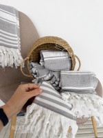 Полотенце-пештемаль Maison D’or Primavera Grey / White 40×70 см | 100% хлопок, махра + декоративное плетение — изображение 4