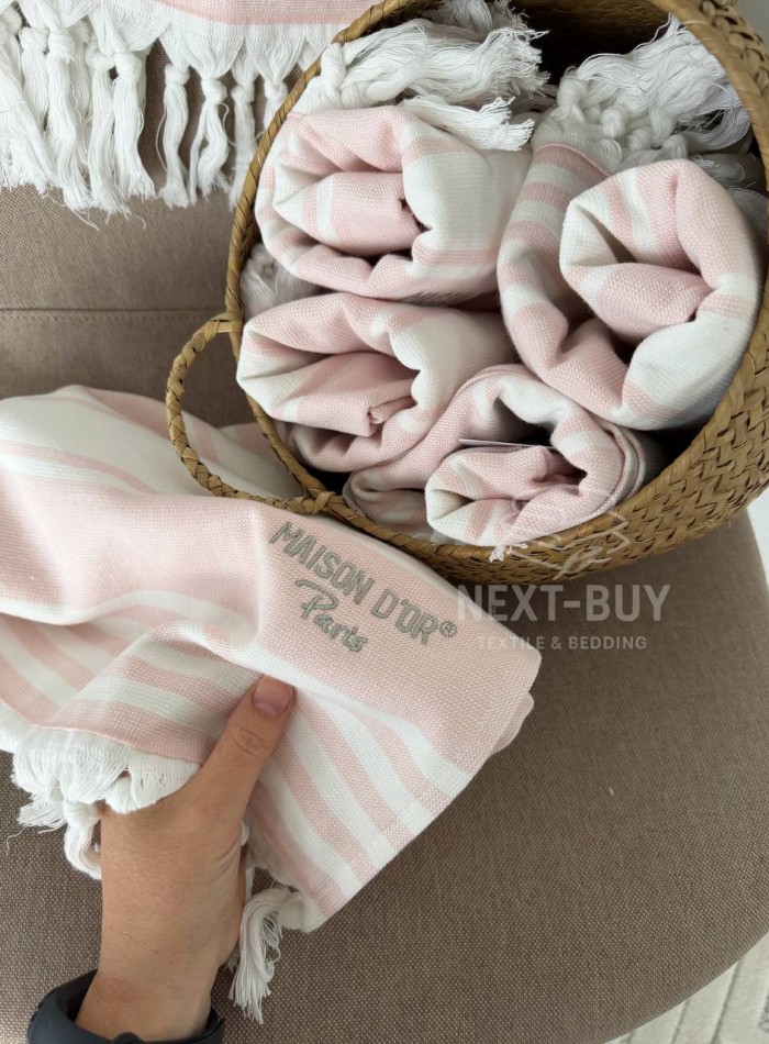 Полотенце-пештемаль Maison D’or Primavera Beach Rose White 40×70 см | 100% хлопок, махра + жаккард, Турция — изображение 3