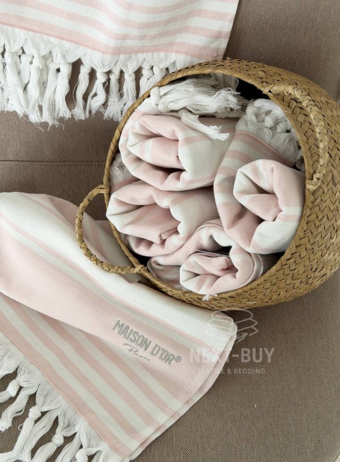 Полотенце-пештемаль Maison D’or Primavera Beach Rose White 40×70 см | 100% хлопок, махра + жаккард, Турция — изображение 4