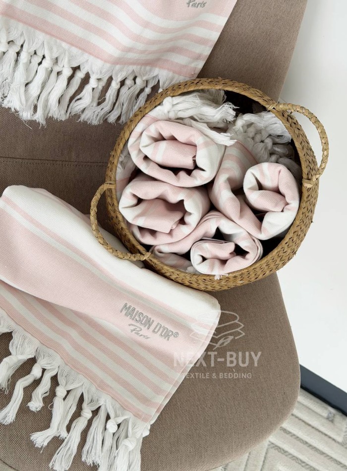 Полотенце-пештемаль Maison D’or Primavera Beach Rose White 40×70 см | 100% хлопок, махра + жаккард, Турция — изображение 6
