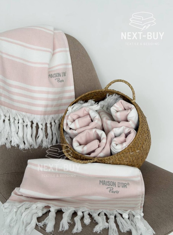 Полотенце-пештемаль Maison D’or Primavera Beach Rose White 40×70 см | 100% хлопок, махра + жаккард, Турция — изображение 7
