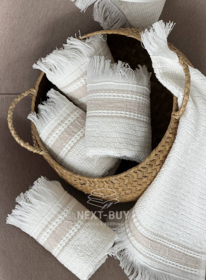 Кухонное полотенце Maison D’or Serviette 30×30 см ecru beige | махра с бахромой, Турция — изображение 4