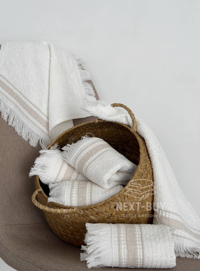 Кухонное полотенце Maison D’or Serviette 30×30 см ecru beige | махра с бахромой, Турция — изображение 7
