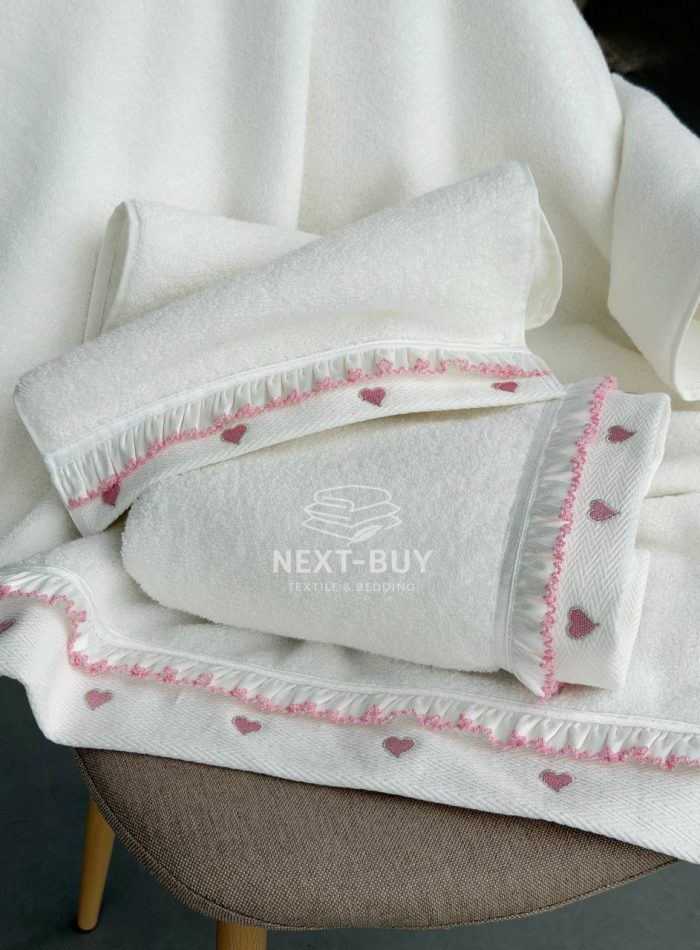 Maison D’or Ruffle Love Ecru-Pink - преміальний набір рушників з рюшами (100% бавовна, Туреччина) - Зображення 2