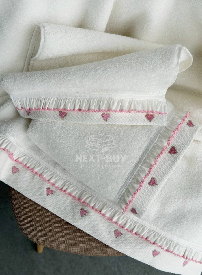 Maison D’or Ruffle Love Ecru-Pink - преміальний набір рушників з рюшами (100% бавовна, Туреччина) - Зображення 4