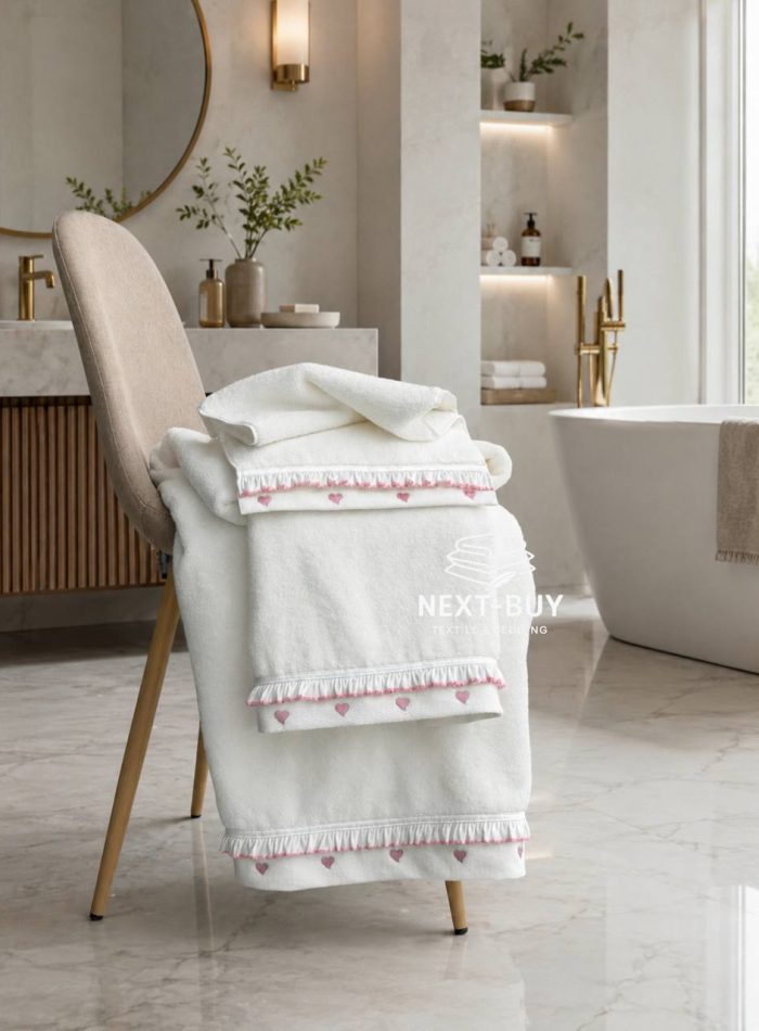 Maison D’or Ruffle Love Ecru-Pink - преміальний набір рушників з рюшами (100% бавовна, Туреччина) - Зображення 3