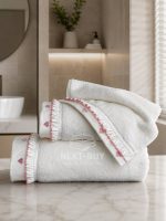 Maison D’or Ruffle Love Ecru-Pink - преміальний набір рушників з рюшами (100% бавовна, Туреччина)