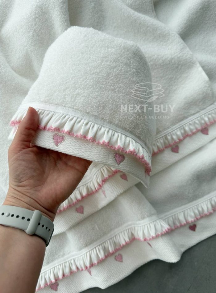 Maison D’or Ruffle Love Ecru-Pink - преміальний набір рушників з рюшами (100% бавовна, Туреччина) - Зображення 6