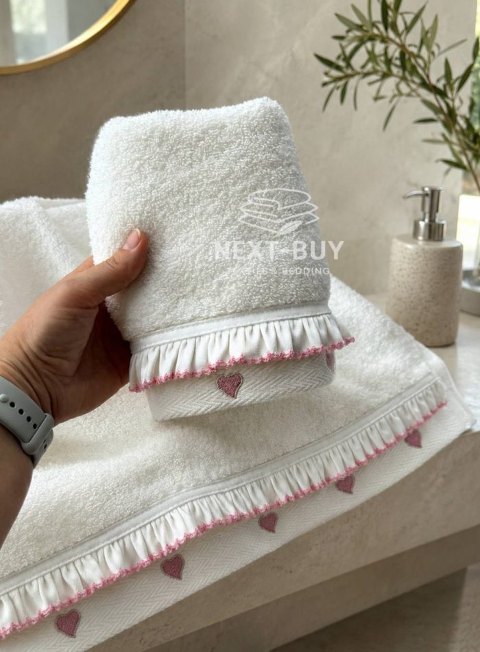 Maison D’or Ruffle Love Ecru-Pink - преміальний набір рушників з рюшами (100% бавовна, Туреччина) - Зображення 8