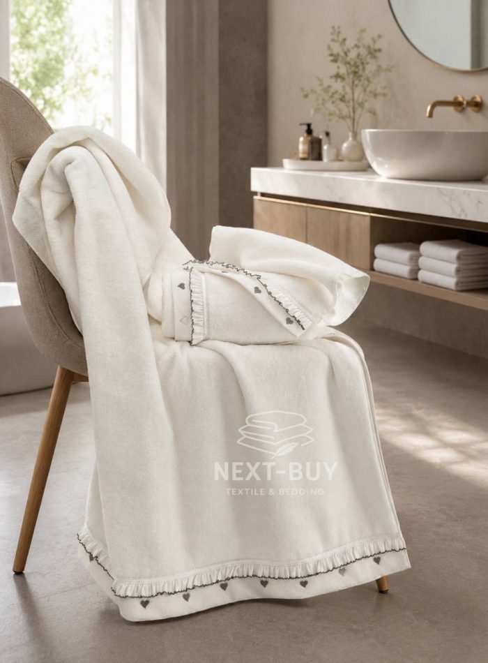 Преміальний набір рушників Maison D’or Ruffle Love Ecru-Grey, 100% бавовна, Туреччина, luxury подарунок - Зображення 7