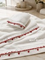 Преміальний набір рушників Maison D’or Ruffle Love Ecru-Red 100% бавовна, подарунок luxury рівня - Зображення 11