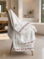 Преміальний набір рушників Maison D’or Ruffle Love Ecru-Red 100% бавовна, подарунок luxury рівня