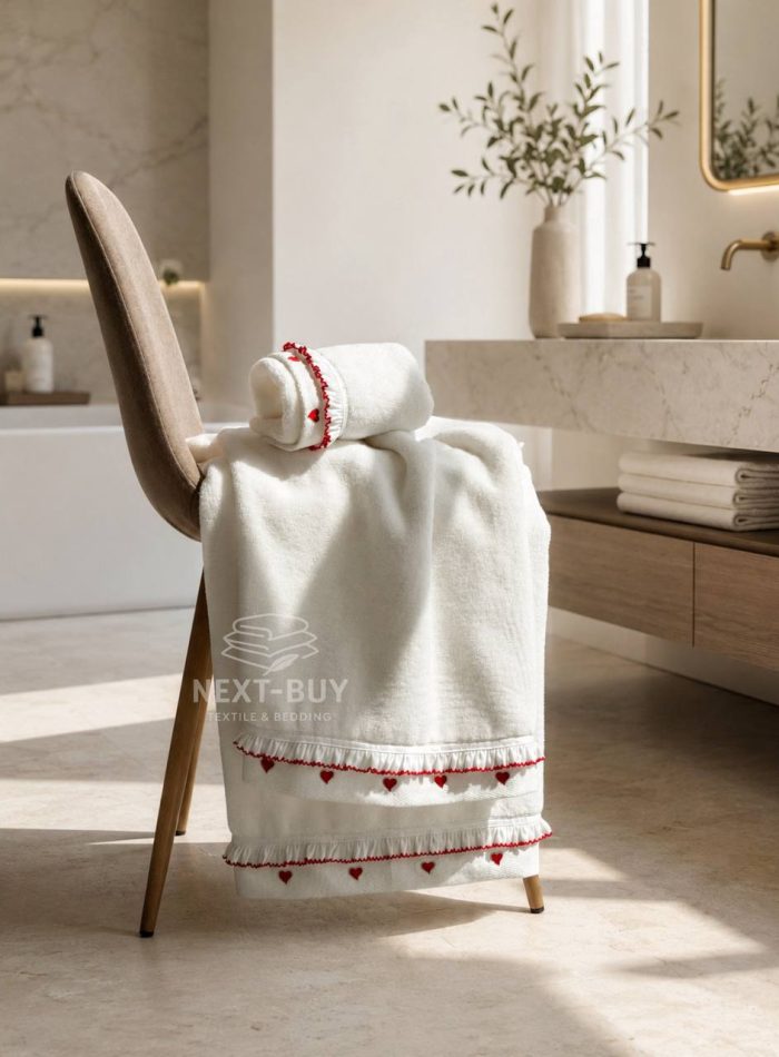 Преміальний набір рушників Maison D’or Ruffle Love Ecru-Red 100% бавовна, подарунок luxury рівня - Зображення 8