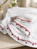 Преміальний набір рушників Maison D’or Ruffle Love Ecru-Red 100% бавовна, подарунок luxury рівня - Зображення 4