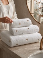 Mахровий рушник для обличчя Maison Dor Soft Butterflies white-brown 50х100 хлопок - Зображення 3