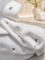 Mахровий рушник для обличчя Maison Dor Soft Butterflies white-grey 50х100 хлопок - Зображення 2
