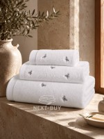 Махровий рушник банний Maison Dor Soft Butterflies white-grey 85х150 бавовна - Зображення 2