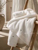 Махровий рушник банний Maison Dor Soft Butterflies white-grey 85х150 бавовна - Зображення 3