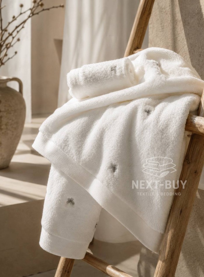 Махровий рушник банний Maison Dor Soft Butterflies white-grey 85х150 бавовна - Зображення 3