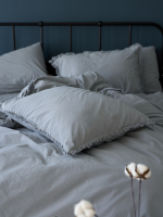 Постільна білизна POLINA GREY Natural Cotton Series з вареної бавовни, євро комплект 200×220 - Зображення 2