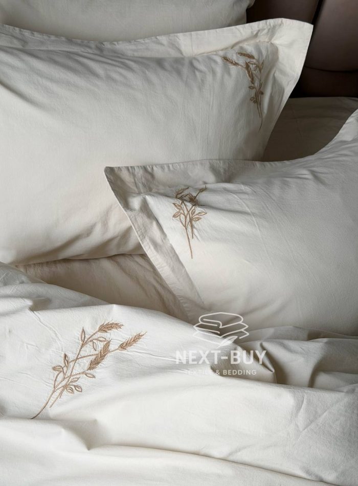 Постільна білизна SOLEA CREAM Natural Cotton Series з вареної бавовни, євро комплект 200×220 - Зображення 4