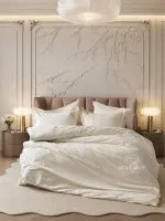 Постільна білизна SOLEA CREAM Natural Cotton Series з вареної бавовни, євро комплект 200×220