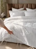 Постельное бельё TIARA CREAM Natural Cotton Series из варёного хлопка, евро комплект 200×220 — изображение 6