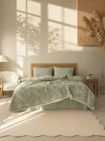 Постельное бельё с муслиновым покрывалом First Choice Orneta Green, 100% хлопок, Евро