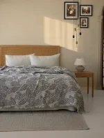 Постельное бельё с муслиновым покрывалом First Choice Orneta Navy Blue, 100% хлопок, Евро
