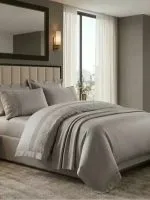 Постельное белье Maison D'or Gloria gri 200x220см сатин с кружевом