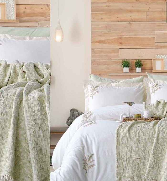 Постільна білизна Istanbul Home Collection Armoni Mint з муслиновим пледом - Зображення 6