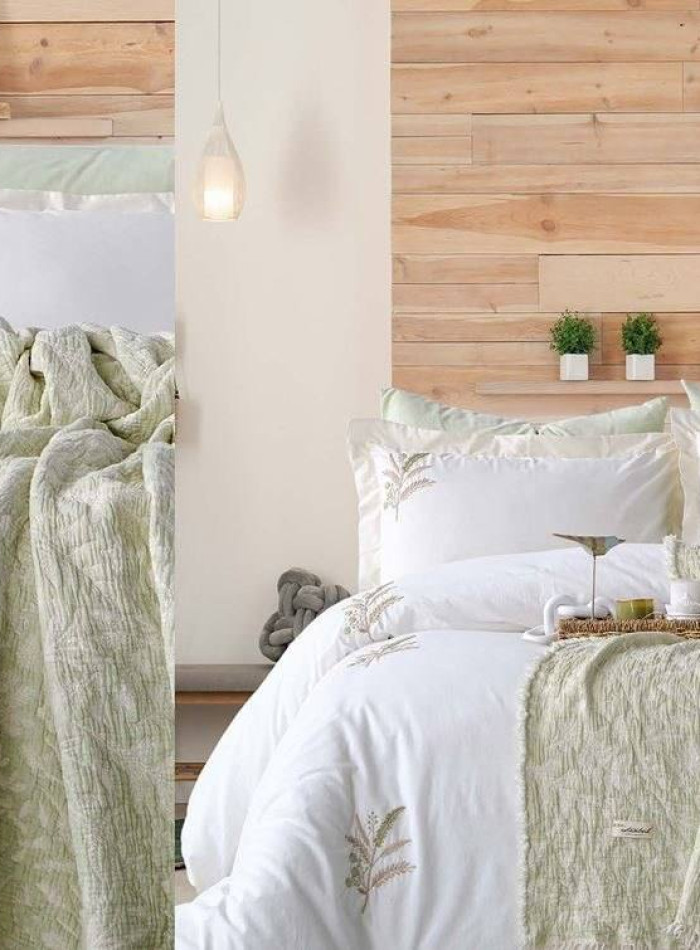 Постільна білизна Istanbul Home Collection Armoni Mint з муслиновим пледом - Зображення 6